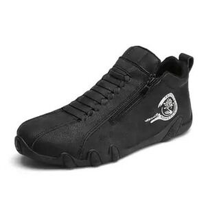Fashion Mens Black Side Zip Low Top Sneakers Casual Walking Shoes Athletic Style